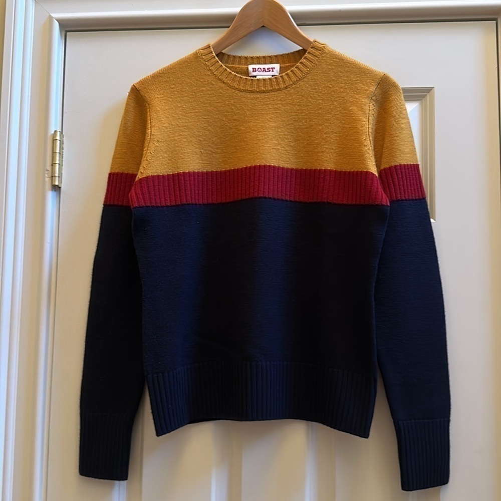 Boast Bar Stripe 100% Merino Wool Sweater, S NWOT